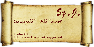 Szopkó József névjegykártya